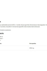 OstroVit L-carnitine SHOT nutrition label showing ingredients and nutrition facts.